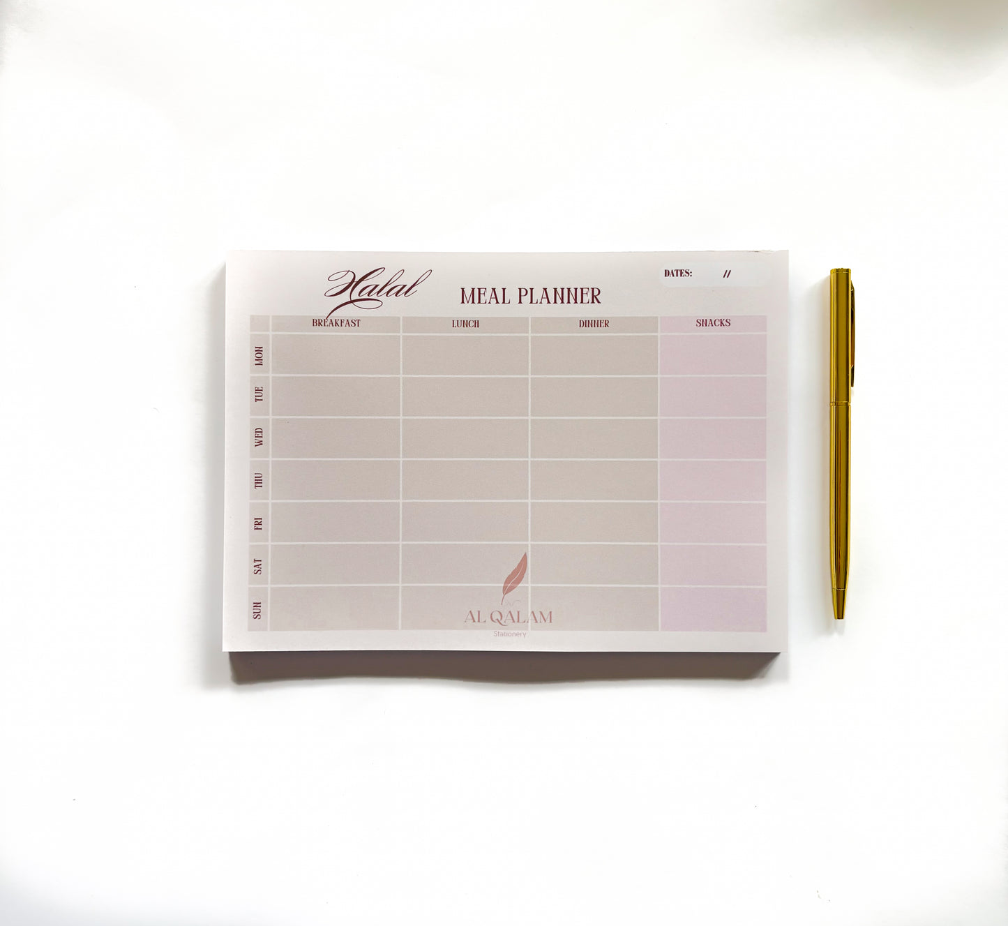 Barakah Bundle Beige Line – Islamic Stationery Set with Weekly Planner, Halal Meal Planner, Salah Notepad, and Notes & Dua’s Notepad