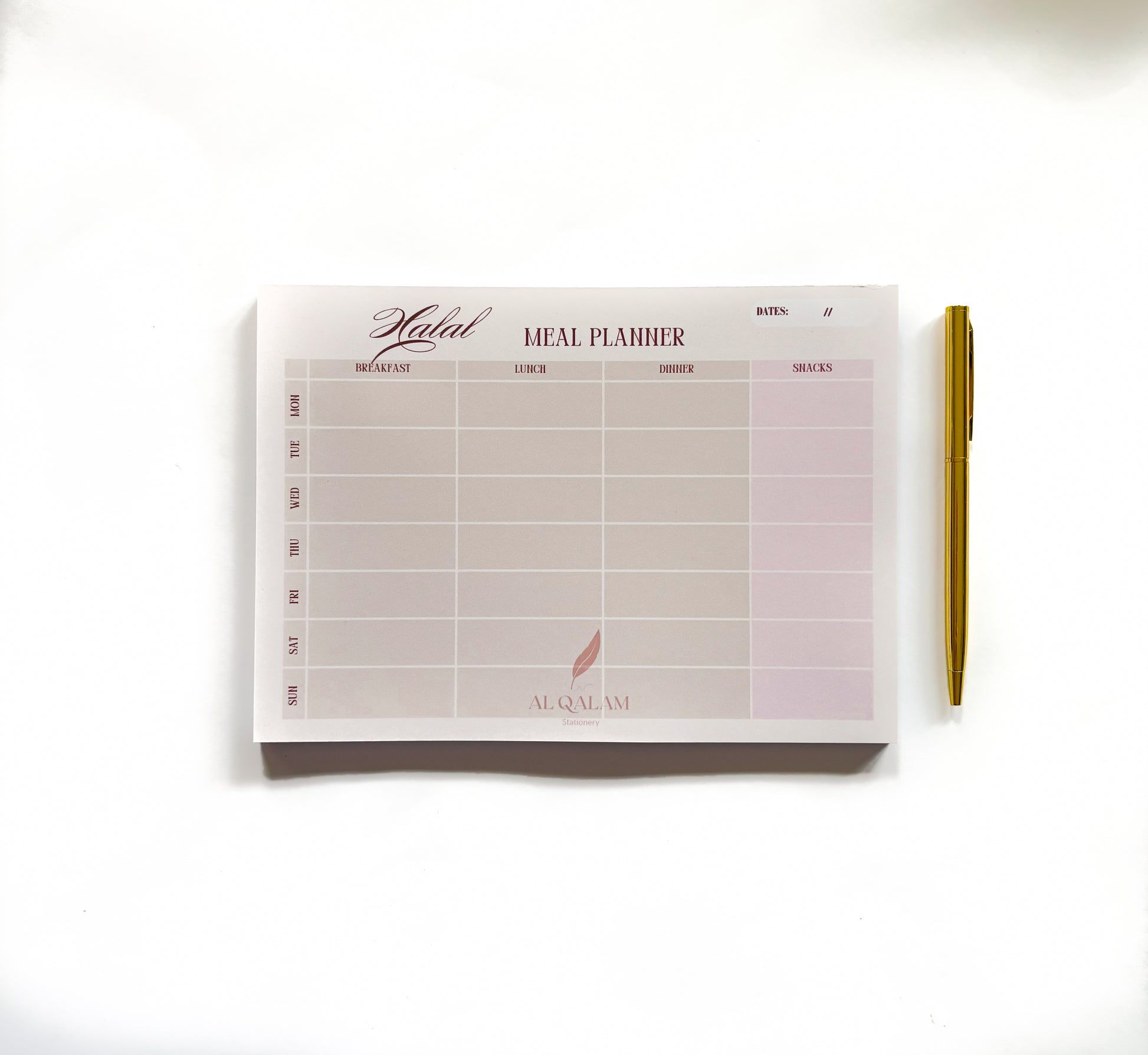 Barakah Bundle Beige Line – Islamic Stationery Set with Weekly Planner, Halal Meal Planner, Salah Notepad, and Notes & Dua’s Notepad