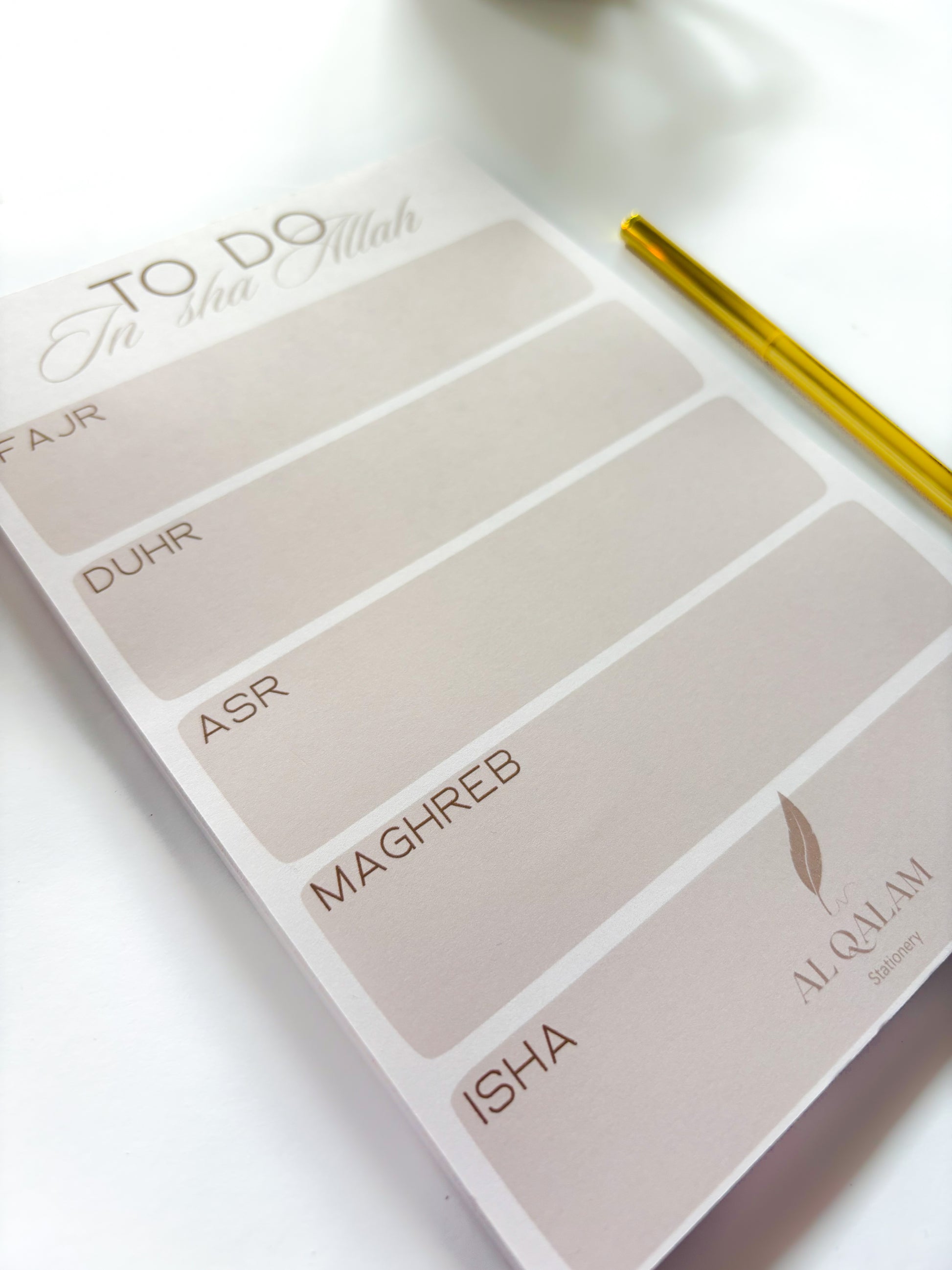 Beige Faith-Based Notepad – Plan Your Day Around the 5 Prayers