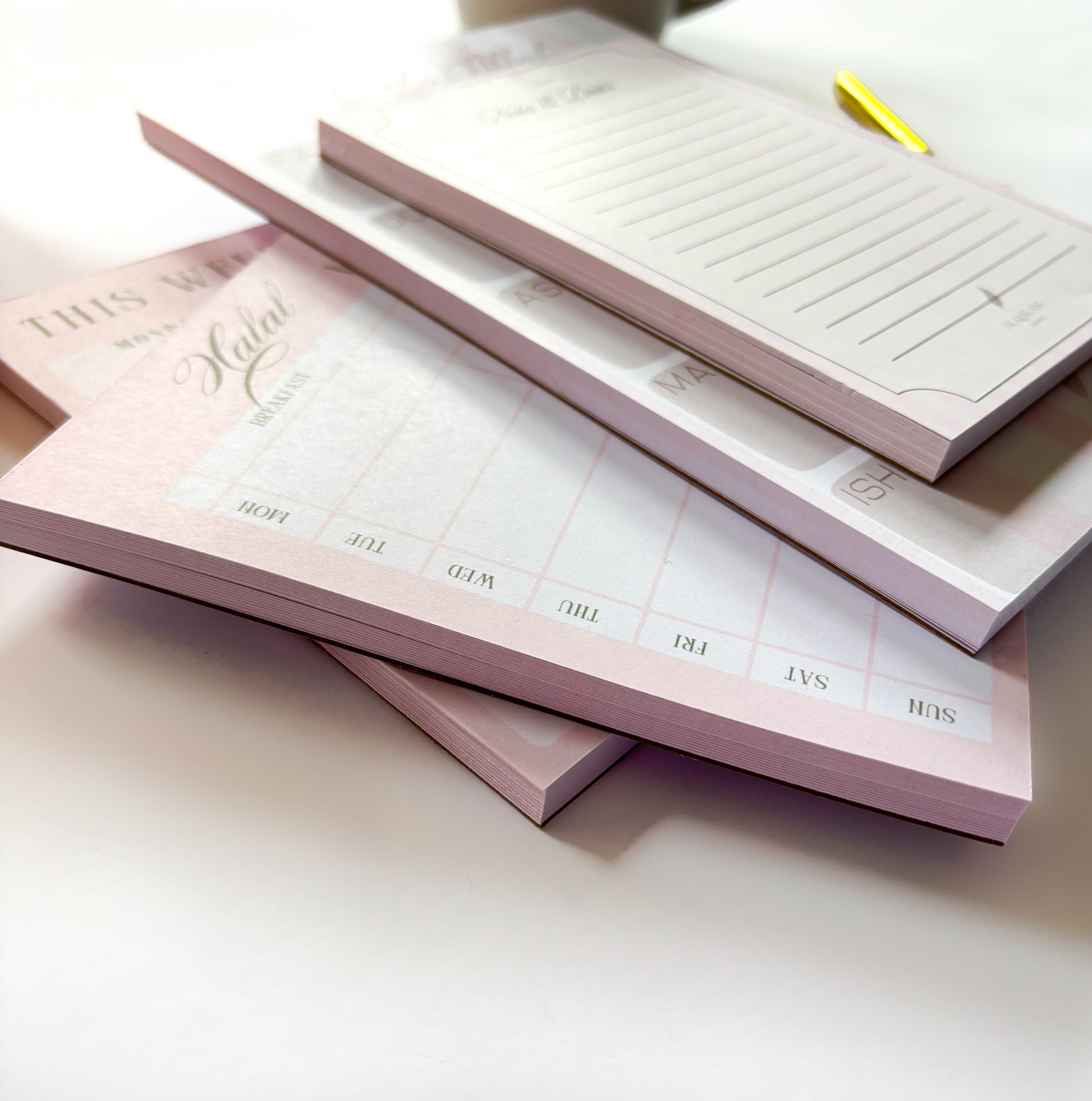 Faith-Inspired Pink Islamic Planner and Notepad Set for Mindful Living