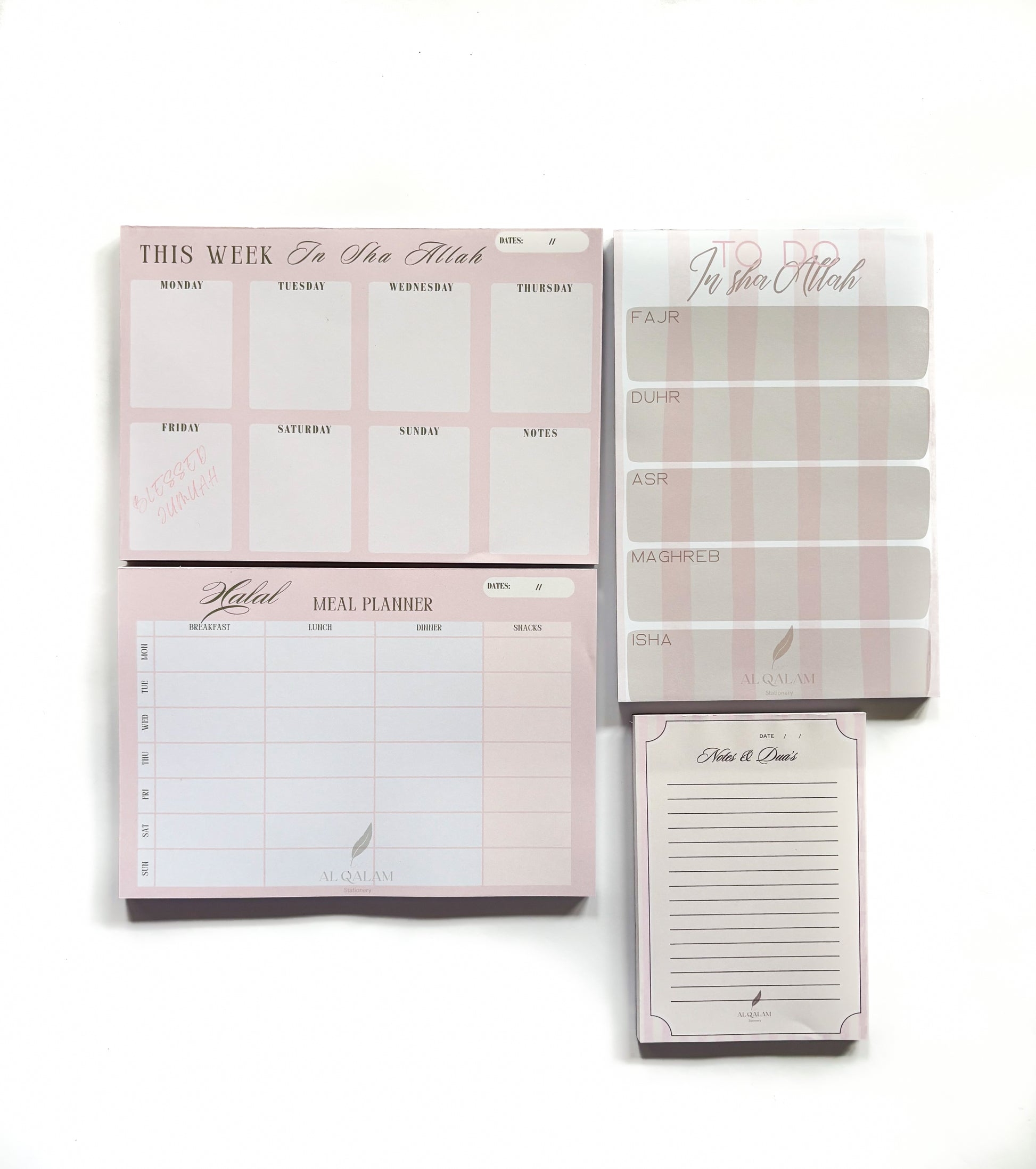 Islamic journaling gift set – includes gratitude journal, notepads, and gold pen