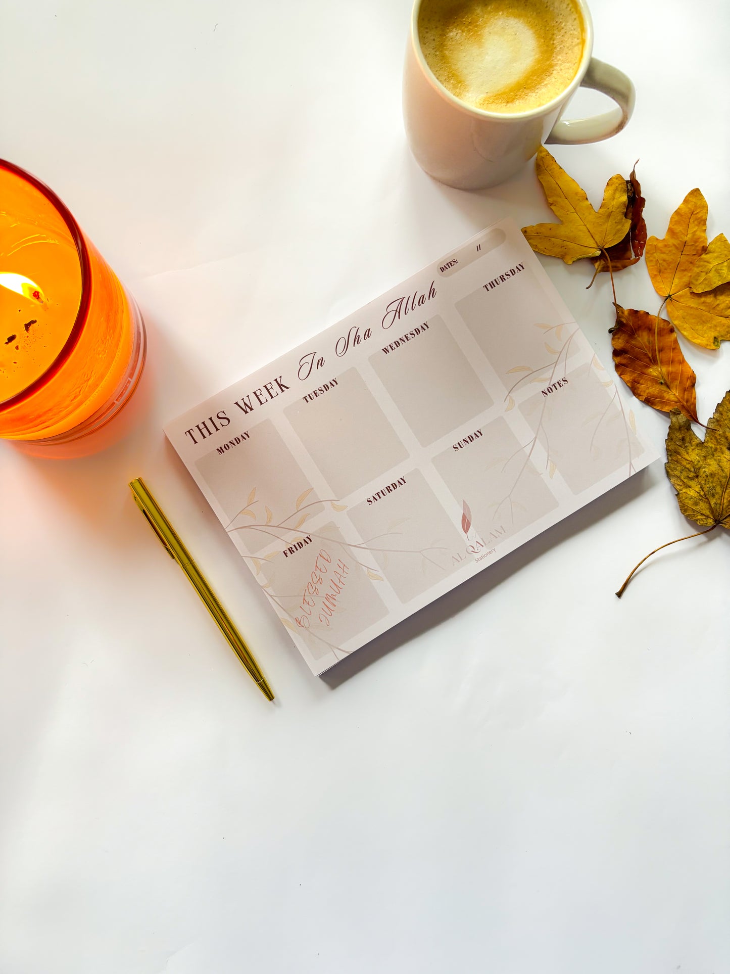 Fall-Themed Weekly Planner – Faith-Inspired Stationery for Muslims