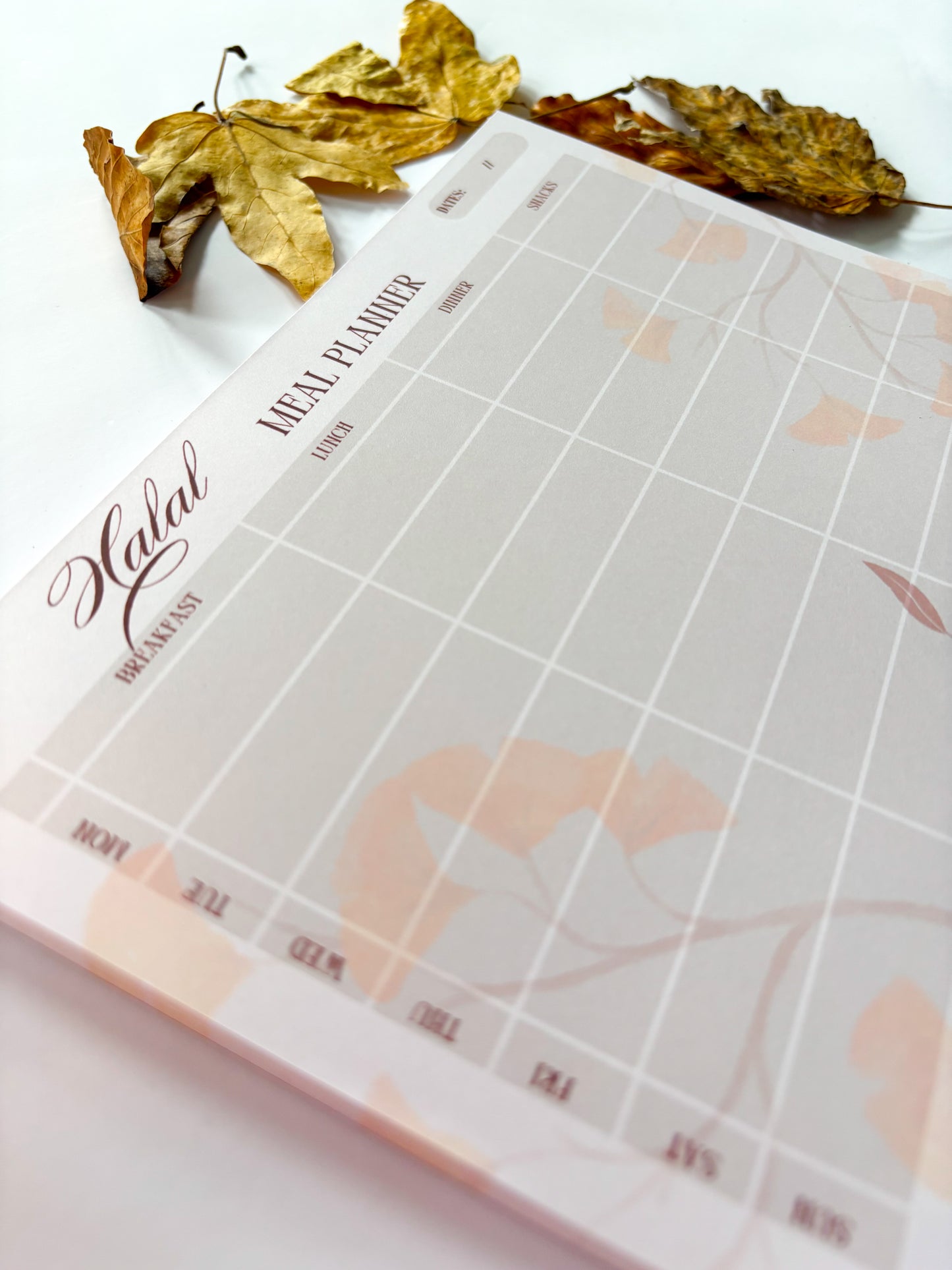 Autumn-Themed Islamic Meal Planner – Weekly Notepad for Barakah-Filled Meals