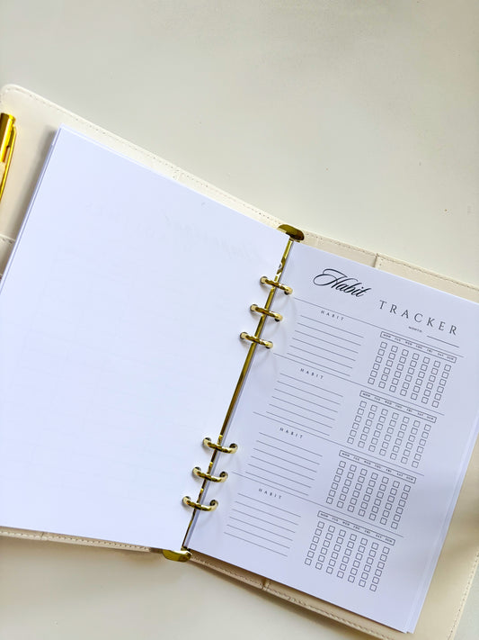 Close-up of monthly habit tracking grid for daily consistency – Islamic planner insert