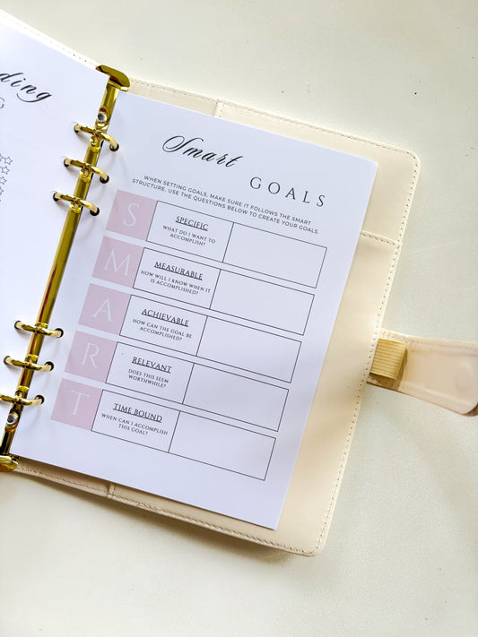 SMART goals planner insert for academic planning and goal setting – A5 120gsm paper