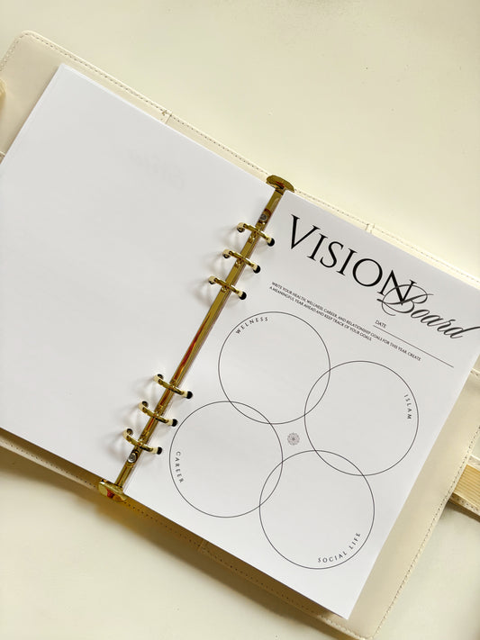 Vision board planner insert for A5 Islamic planner on premium 120gsm paper